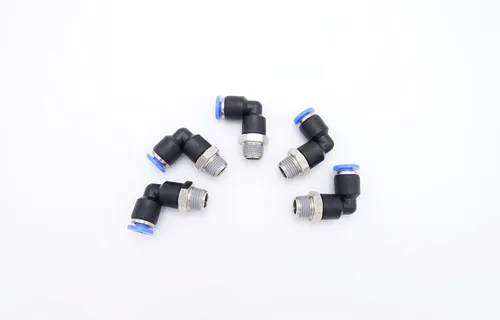 Vista 30 de Accesorio de Conexión por Empuje 1/2" Tubo OD x 1/2" Rosca Macho NPT, Codo Neumático Macho para Línea de Aire y Agua de 90 Grados con Giratorio
