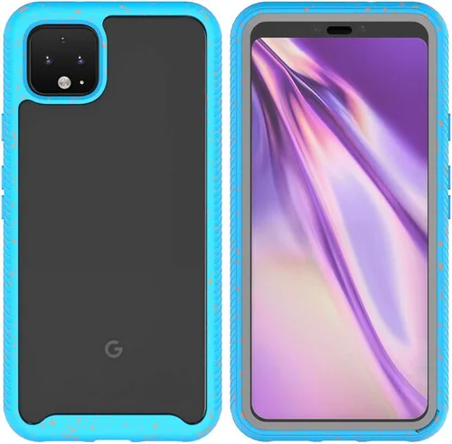 Vista 3 de Funda transparente resistente para Google Pixel 4, funda híbrida a prueba de golpes, protector de pantalla integrado, serie Guardian, funda para Azul