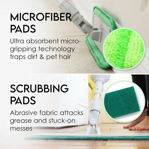 Vista 7 de Mopa de microfibra de aleación de aluminio. Incluye 2 almohadillas de microfibra. Para usar en seco o húmedo. Para suelos de madera, azulejos