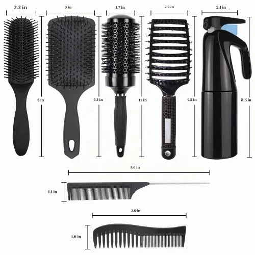 Vista 5 de Juego de 8 cepillos de pelo rizado, cepillos para el cabello para mujer, cepillo redondo para secar con soplado, cepillo de pala, apto