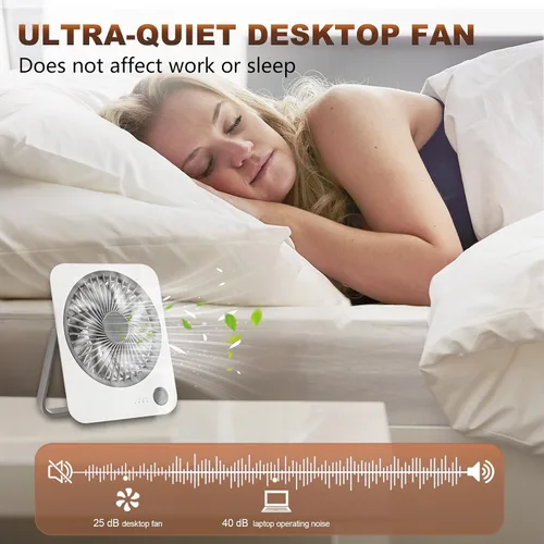 Vista 3 de Ventilador de viaje recargable, ventilador personal ultra delgado y silencioso para crucero de 4 velocidades, plegado en 180°, refrigeración
