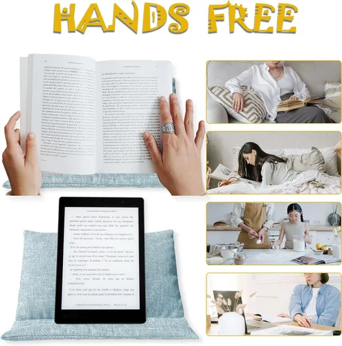 Vista 2 de Soporte para tableta para leer en la cama, soporte de almohada para lector de regazo, accesorios regalos para amantes de los libros lectores Azul