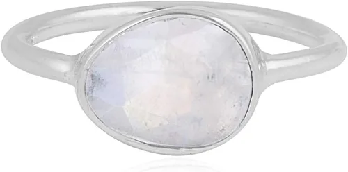 Vista 2 de Anillo de piedra lunar brillante 925 joyería de piedras preciosas de plata esterlina