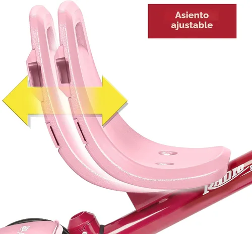 Vista 3 de Radio Flyer 4-in-1 Pedal & Push Stroll ’N Trike, Ages 1-5, UV Canopy, Pink Rosa