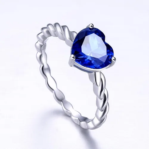 Vista 3 de Merthus Anillo de promesa de plata de ley 925 con forma de corazón de imitación de topacio de arco iris místico de 0.315 x 0.315in para ella