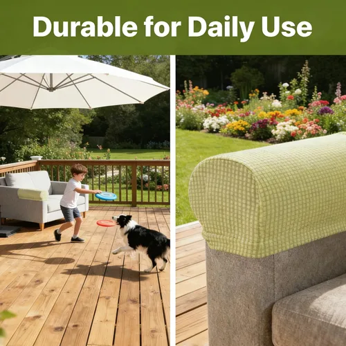 Vista 4 de Fundas elásticas beige a prueba de derrames y arañazos para sofá, sillón reclinable y sillón Ajuste fácil, tela lavable