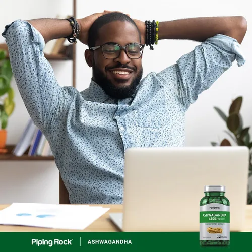 Vista 5 de Piping Rock Suplemento Ashwagandha 240 cápsulas Pastillas para mujeres y hombres con extracto de pimienta negra raíz de hierba extra fuerte