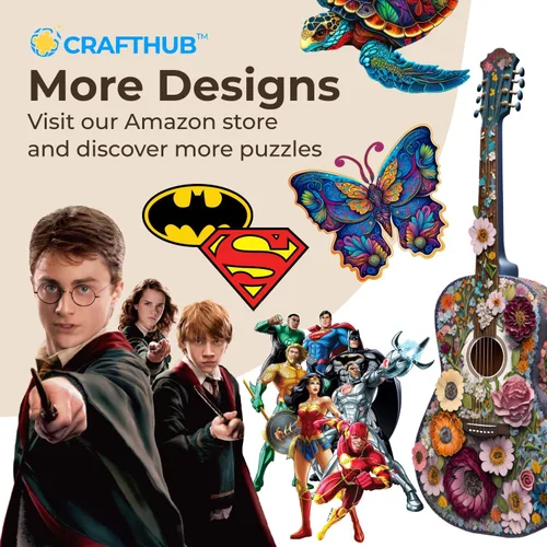 Vista 7 de Crafthub Rompecabezas de madera de instrumentos musicales para adultos, guitarra única A3 con 121 piezas de madera, rompecabezas con formas