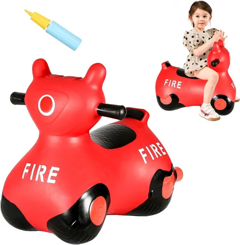 Vista 26 de INPANY Caballo rebotador, juguetes saltarines de oso, animal saltarín para niños pequeños, juguete de goma para montar y rebotar para niños, lindos