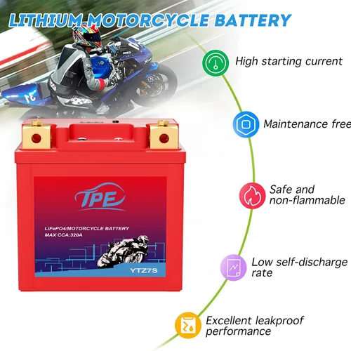 Vista 10 de TPE Batería de litio para motocicleta YTZ7S-BS 12V 4Ah 320CCA Batería para deportes de motor para ATV, moto de agua, scooter, PWC y más
