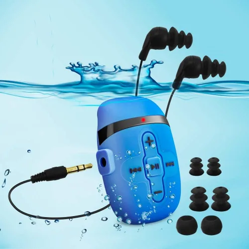 Vista 6 de Reproductor de MP3 impermeable para natación, auriculares subacuáticos con cable corto, MP3 impermeable natación bajo el agua 9.8 ft, función