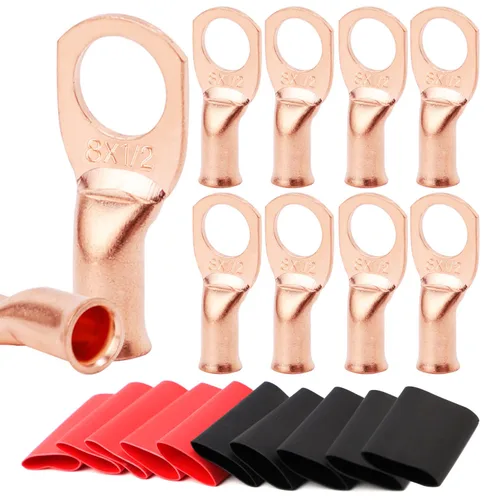 Vista 77 de TKDMR - Kit de 264 piezas de extremos de cable de batería, 132 piezas de terminales de anillo de lengüetas de cable de cobre resistentes AWG 8 6 4 2