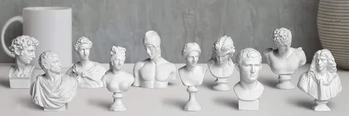 Vista 2 de Garwor Juego de 10 mini figuras de mitología griega, escultura de resina de fama mundial, estatua de busto, decoración artística para oficina