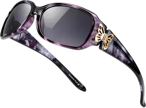 Vista 17 de LVIOE - Lentes de sol polarizadas para mujer, decoración de mariposa a la moda, para conducir y pescar - 99.99% de protección UV