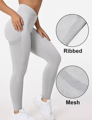 Vista 5 de YEOREO Leggings profesionales de entrenamiento para mujer, leggings de cintura alta cruzada con teñido anudado, leggings sin costuras, pantalones
