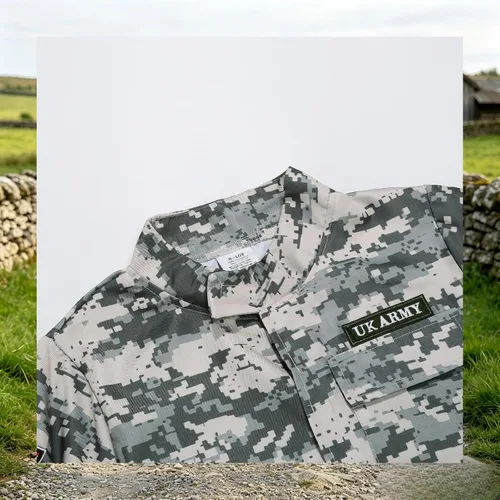 Vista 2 de yolsun Disfraz de camuflaje del ejército de combate para niños, uniforme militar de camuflaje para niños, disfraz de fiesta de juegos de rol