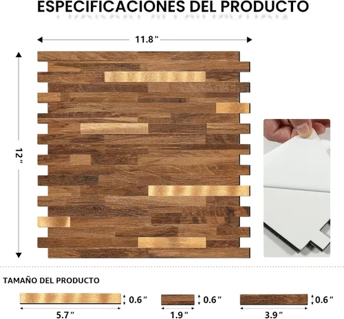 Vista 3 de Midcard 10 hojas de azulejos de pared adhesivo para salpicaduras de PVC, para salpicaduras de cocina.. Rectangular Marrón Oscuro
