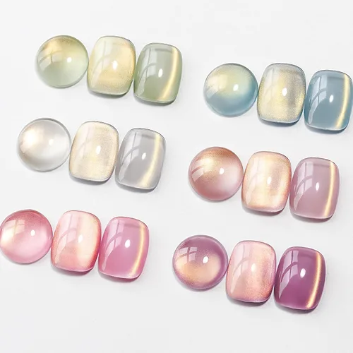 Vista 17 de MIZHSE Quick Dry Cat Eye Gel Nail Polish Set 4 Colors Long Lasting Silver Magnetic & Jelly Sheer Shades with Magnet Stick, High Shine Soak Off UV
