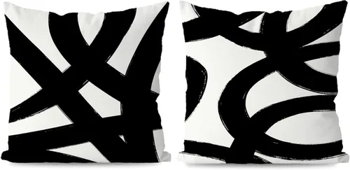 Vista 9 de KEUSPI Fundas de almohada decorativas negras y beige, juego de 4 fundas de almohada negras para sofá, decoración del hogar, estilo boho moderno