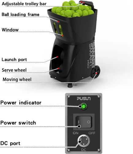 Vista 7 de Padel-Smart PRO-Professional Padel Ball Machine with Internal Spin Technology - Smart App Control - 100+ Ball Capacity - 4-6 Hour