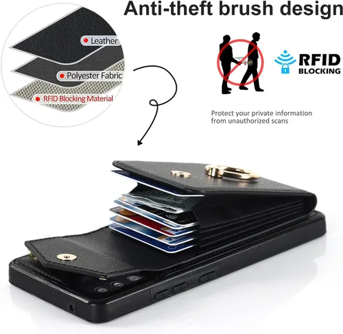 Vista 4 de Asuwish Funda de teléfono para Samsung Galaxy A71 5G con protector de pantalla de vidrio templado y soporte de anillo de bloqueo RFID, soporte