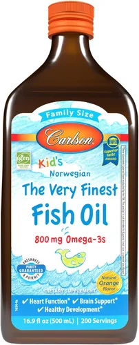 Vista 13 de Carlson - El Mejor Aceite de Pescado para Niños, 800 mg de Omega-3, Noruego, Origen Sostenible, Naranja, 200 mL