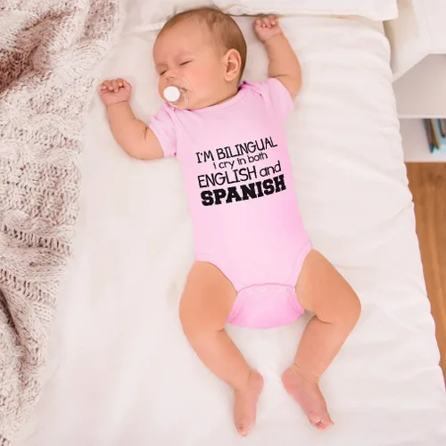 Vista 3 de Cute Rascals Body de bebé personalizado I'M Bilingual I Cry en inglés y español