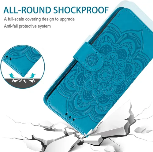 Vista 7 de Funda para Galaxy S20, para Samsung SM-G981U Wallet con protector de pantalla de vidrio templado, funda de cuero con diseño de mandala para Samsung