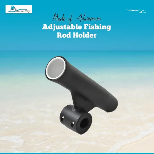 Vista 2 de MARINE CITY Adjustable Fishing Rod Holders, Black Aluminum, Durable & Corrosion-Resistant, Fits 7/8"-1" Rails, 10" Length, with White Vinyl Inserts