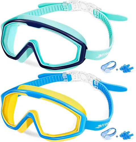 Vista 9 de Freela Gafas de natación transparentes para niños de 3 a 15 años, antiniebla, sin fugas, para piscina, playa, natación