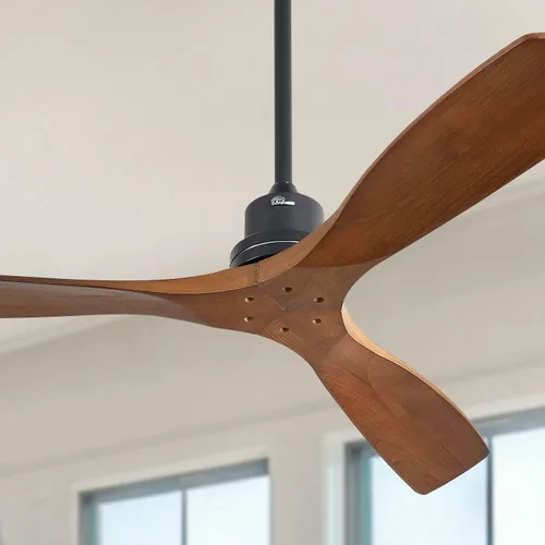 Vista 10 de Sofucor Ventiladores de techo de madera maciza de 52 pulgadas con luces y control remoto, ventilador de techo regulable de 6 velocidades