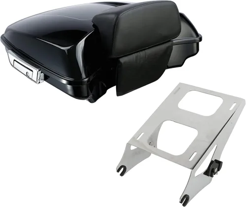 Vista 27 de XMT-MOTO King Tour Trunk + almohadilla de respaldo envolvente+estante de montaje negro+accesorios de acoplamiento para Harley Touring Road King Road