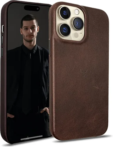 Vista 20 de Funda de piel auténtica, funda de piel antiarañazos de grano completo encerada con aceite, compatible con iPhone 12 Pro Max, a prueba de golpes