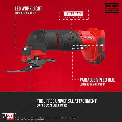 Vista 2 de CRAFTSMAN Herramienta oscilante V20* inalámbrica, solo herramienta (CMCE500B)