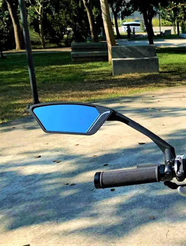 Vista 4 de Nueva lente de vidrio resistente a los arañazos, espejo de bicicleta para manillar, espejo retrovisor seguro giratorio, espejo de bicicleta, ME-010