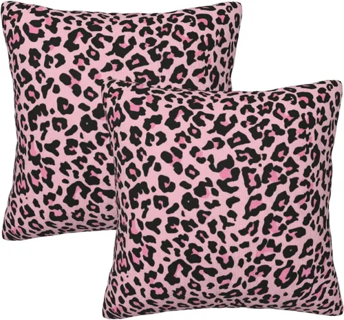 Vista 18 de Fiokroo Juego de 2 fundas de almohada de leopardo negro, fundas de almohada cuadradas para sofá, dormitorio, sala de estar, automóvil, 16 x 16