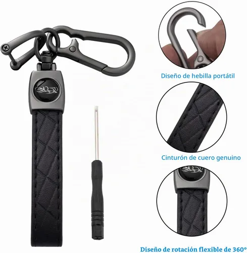 Vista 6 de Funda para llavero Flensent con llavero para Toyota Camry Avalon Corolla Highlander Prius RAV4 Venza (Negro)