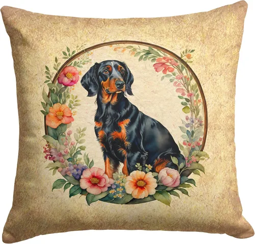 Vista 283 de Caroline's Treasures DAC2072PW1414 Affenpinscher and Flowers - Almohada decorativa de tela, lavable a máquina, para interiores y exteriores