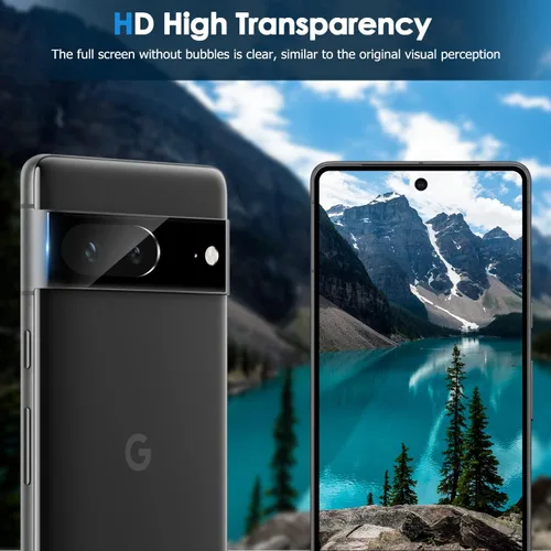 Vista 5 de LYWHL [Paquete de 2+2] Protector de pantalla de privacidad para Google Pixel 7 con protector de lente de cámara, vidrio templado antiespía