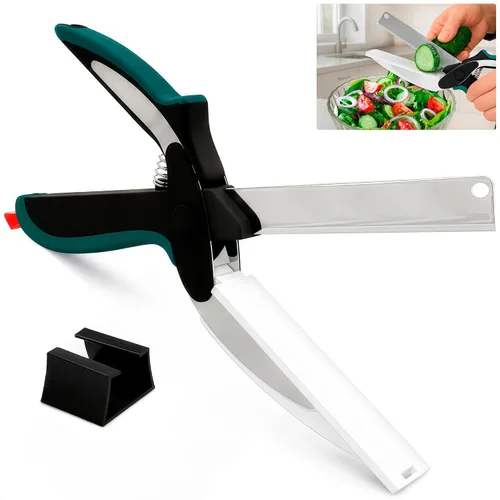 Vista 23 de Tijeras de cocina 2 en 1 para alimentos, tijeras de tabla de cortar con Agarradera negra