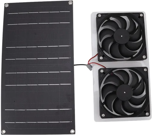 Vista 9 de Kit de ventilador de panel solar de 100 W, ventilador solar portátil solar con cable para gallinero, invernadero, cobertizo para mascotas
