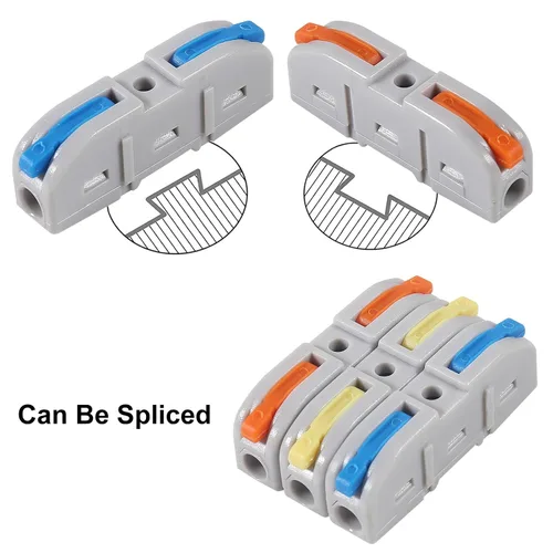 Vista 5 de Kit de conectores de cable de empalme eléctrico de conexión rápida, conectores de cable de palanca, terminales compactos en línea de empalme a tope