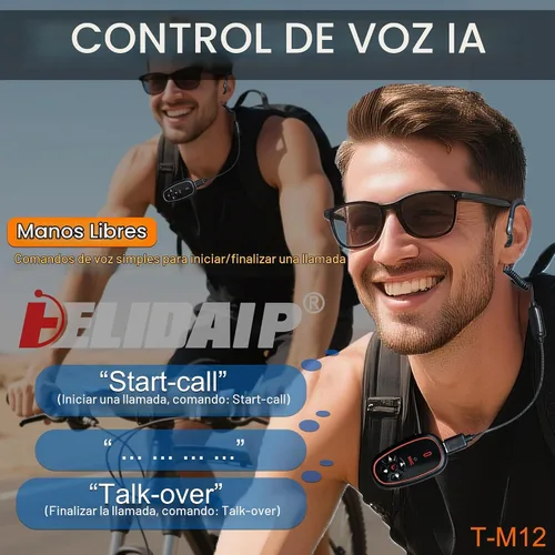 Vista 2 de T-M12 Super Mini Walkie Talkies con control de voz AI manos libres