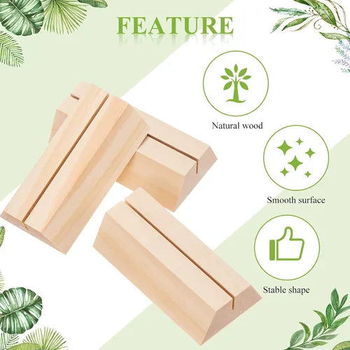 Vista 5 de Marsui - 12 soportes para tarjetas de madera de 3 x 1.57 pulgadas, trapezoidal, soporte para números de mesa, soporte para tarjetas
