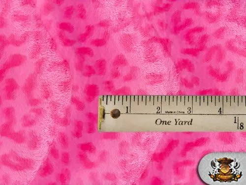 Vista 2 de Velboa Faux/Fake Fur Leopard Pink Fabric By the Yard