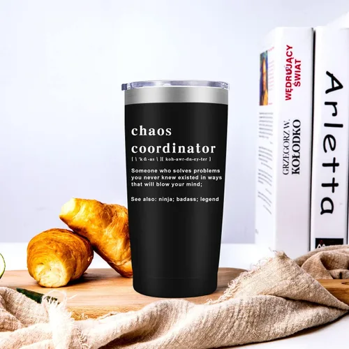 Vista 4 de Vaso Tumbler Chaos Coordinator, Regalos de Navidad para Mujeres, Idea Única para Empleada, Enfermera, Jefa, Maestra, Oficina, Regalos para Mujeres