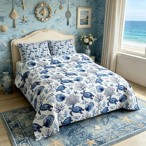 Vista 49 de Juego de edredón Lake Home Camper tamaño King, juego de ropa de cama náutica con ancla para niños, niñas, niños, adultos, decoración de dormitorio