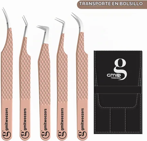 Vista 3 de GMI - Pinzas de pestañas con punta de fibra para extensiones de pestañas, pinzas de precisión antideslizantes para racimos de pestañas, abanicos