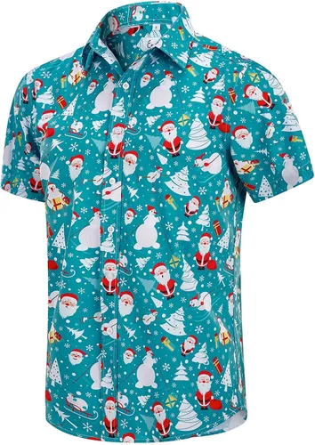 Vista 43 de EUOW - Camisas hawaianas para hombre de manga corta con botones, estampadas para la playa y el verano
