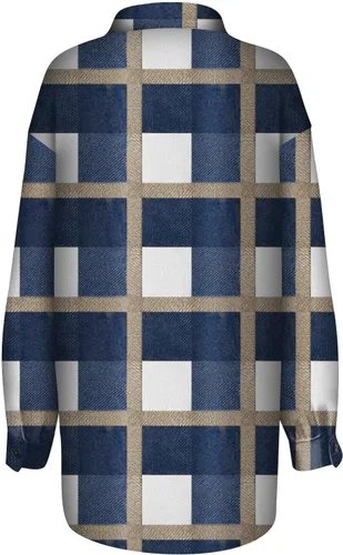 Vista 8 de Chaqueta de franela a cuadros para mujer, manga larga, mezcla de lana, chaquetas de otoño con botones en el pecho, bolsillos en el pecho, trajes